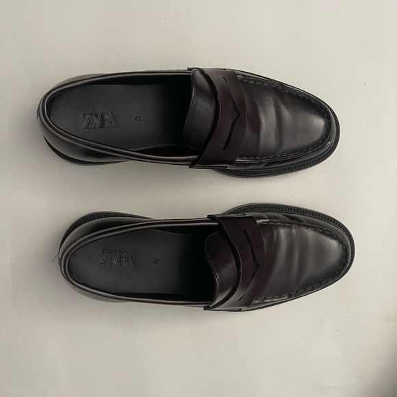 Zara mens maroon loafers size 42 - Picture 1 of 3